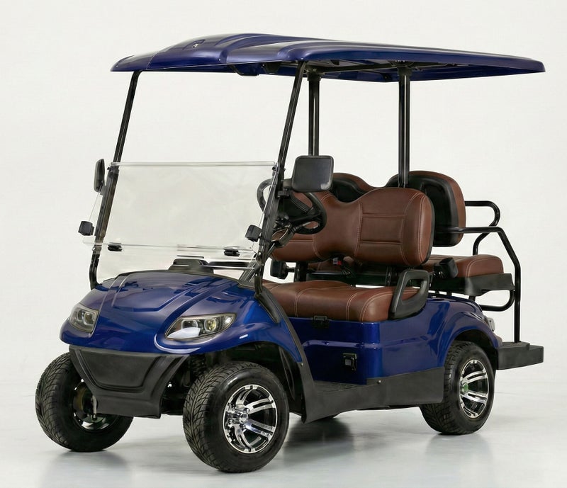 EPIC 2+2 Non-Lifted Electric Golf Cart with Lithium Battery 105Ah & Standard Tires | 4-Seater LSEV (Blue) - Image 1